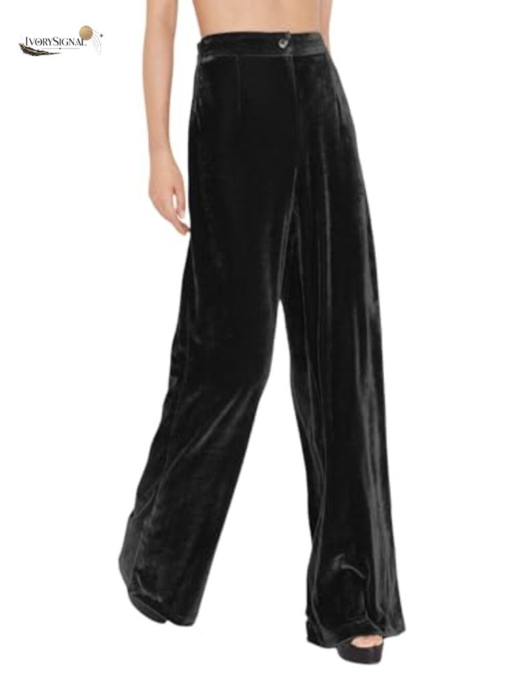 Velvet Sparkly Wide Leg Pants with Pockets